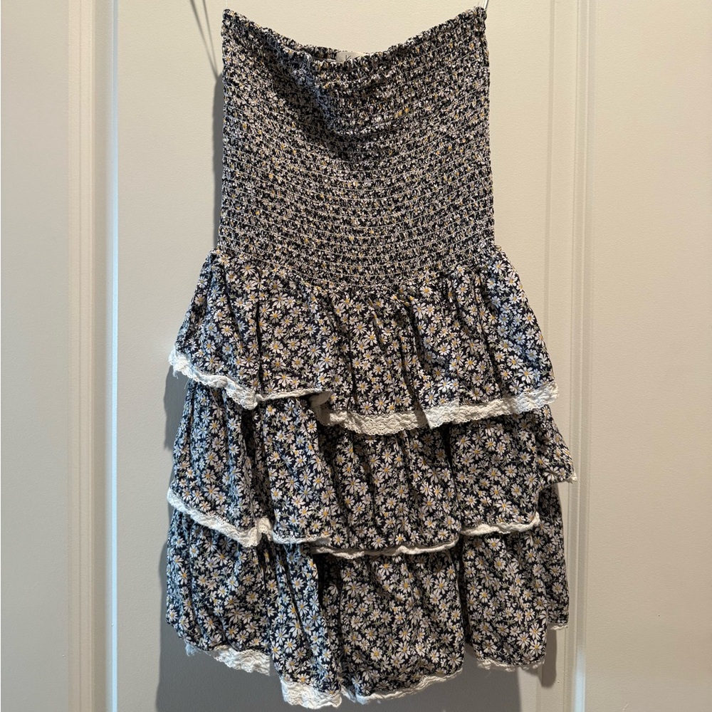 Klesis Strapless Floral Tiered Romper